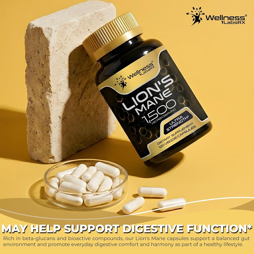 WELLNESS LABSRX Lions Mane Supplement Organic Capsules