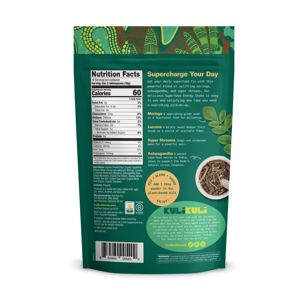 Kuli Kuli Organic Moringa Greens Smoothie Mix