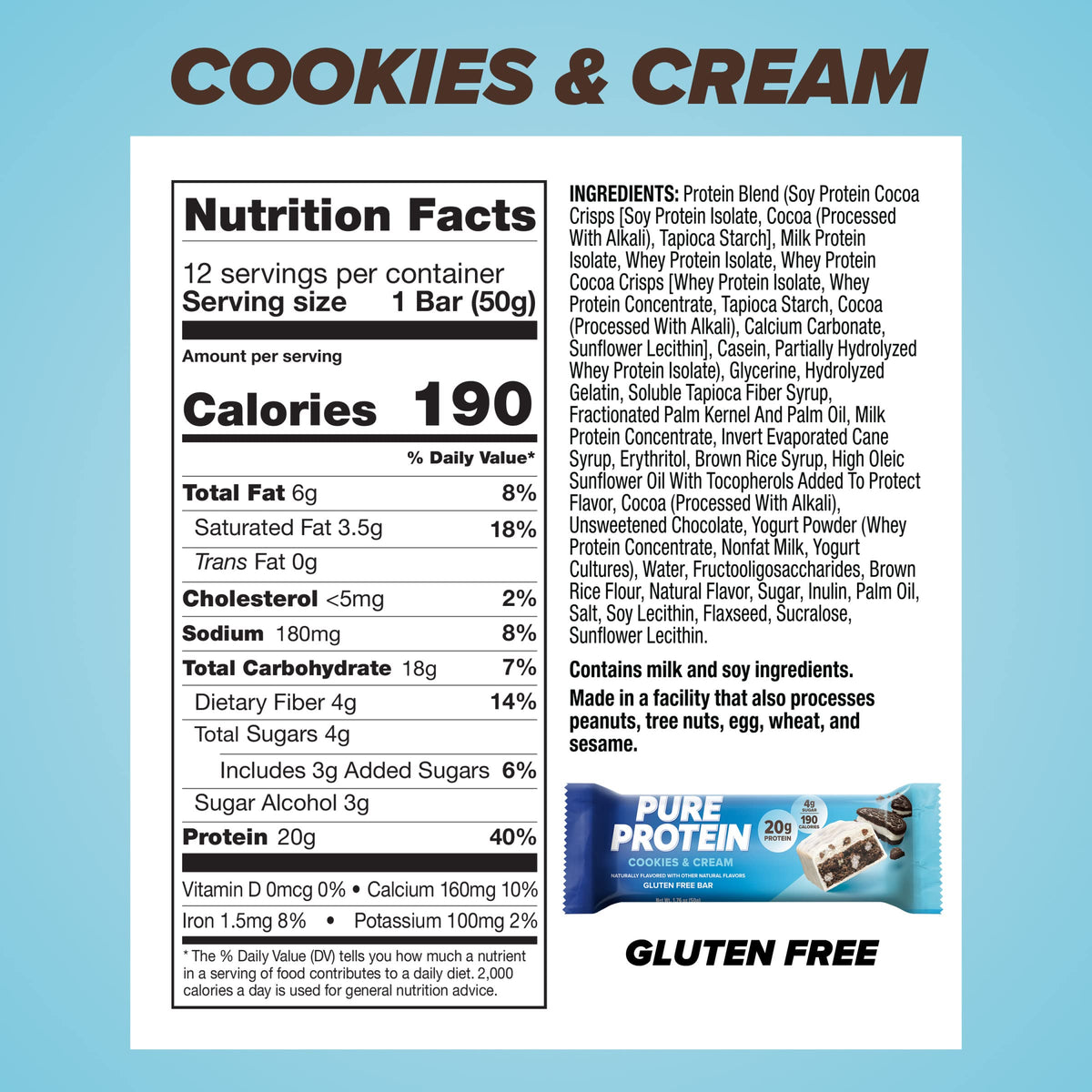 Lyric's Kitchen Pure Protein Bars Cookies & Cream - 12 Count - image 3