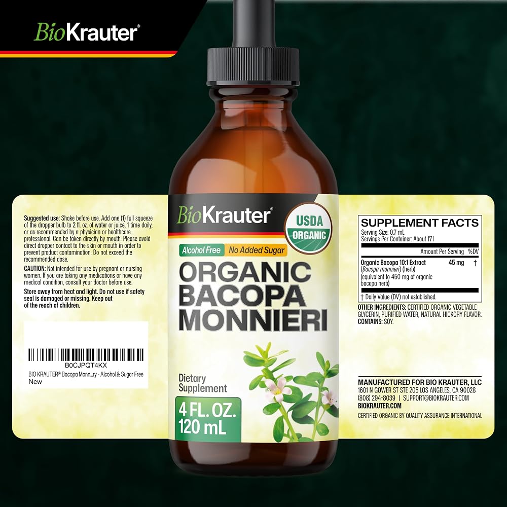 BIO KRAUTER Bacopa Monnieri for Brain Support - 4 Fl Oz - image 9