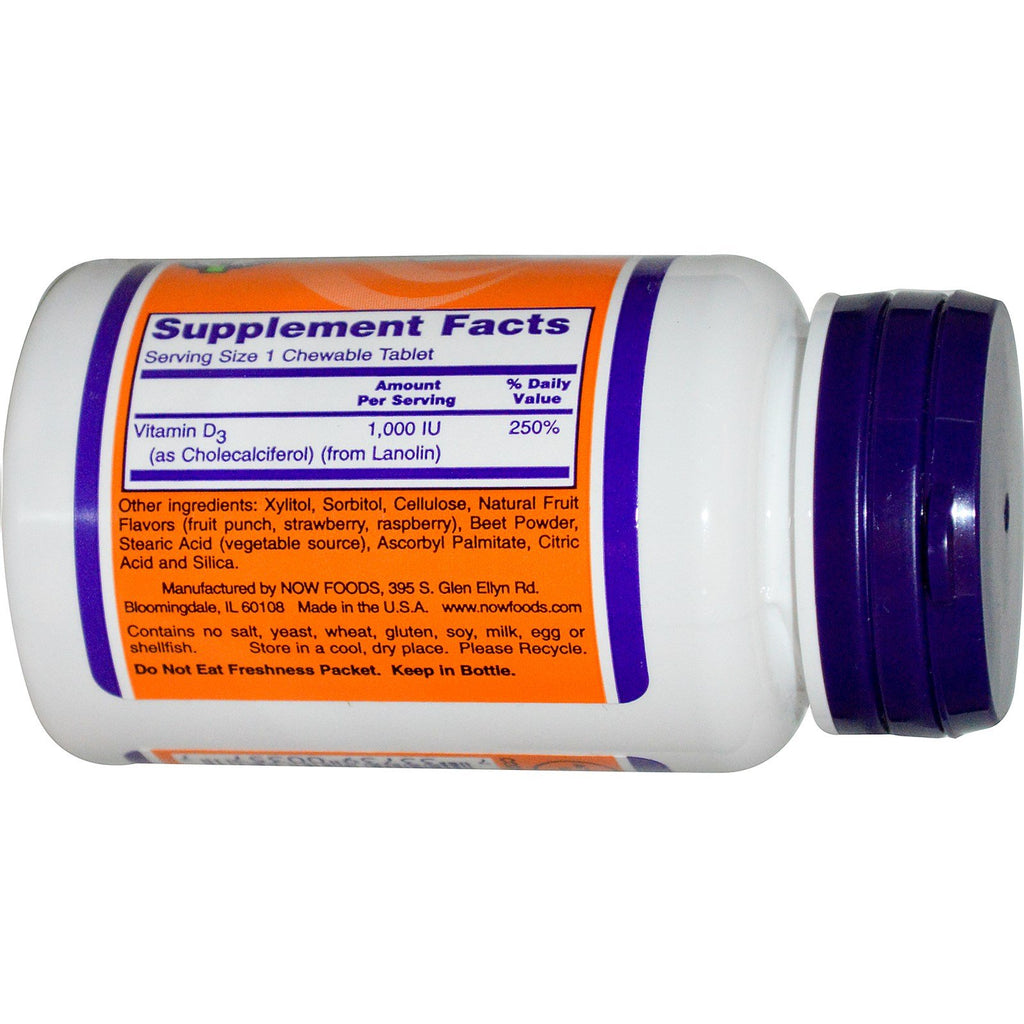 NOW Foods Vitamin D-3 1000 IU Chewable Tablets - 360 Tablets - image 2
