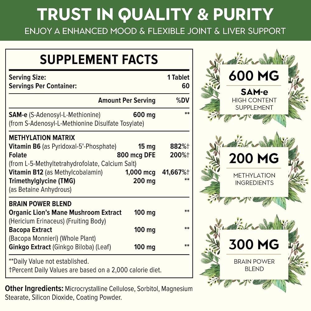 Kanacoufce 1100mg SAM-e (S-Adenosyl-L-Methionine), SAM e Supplement