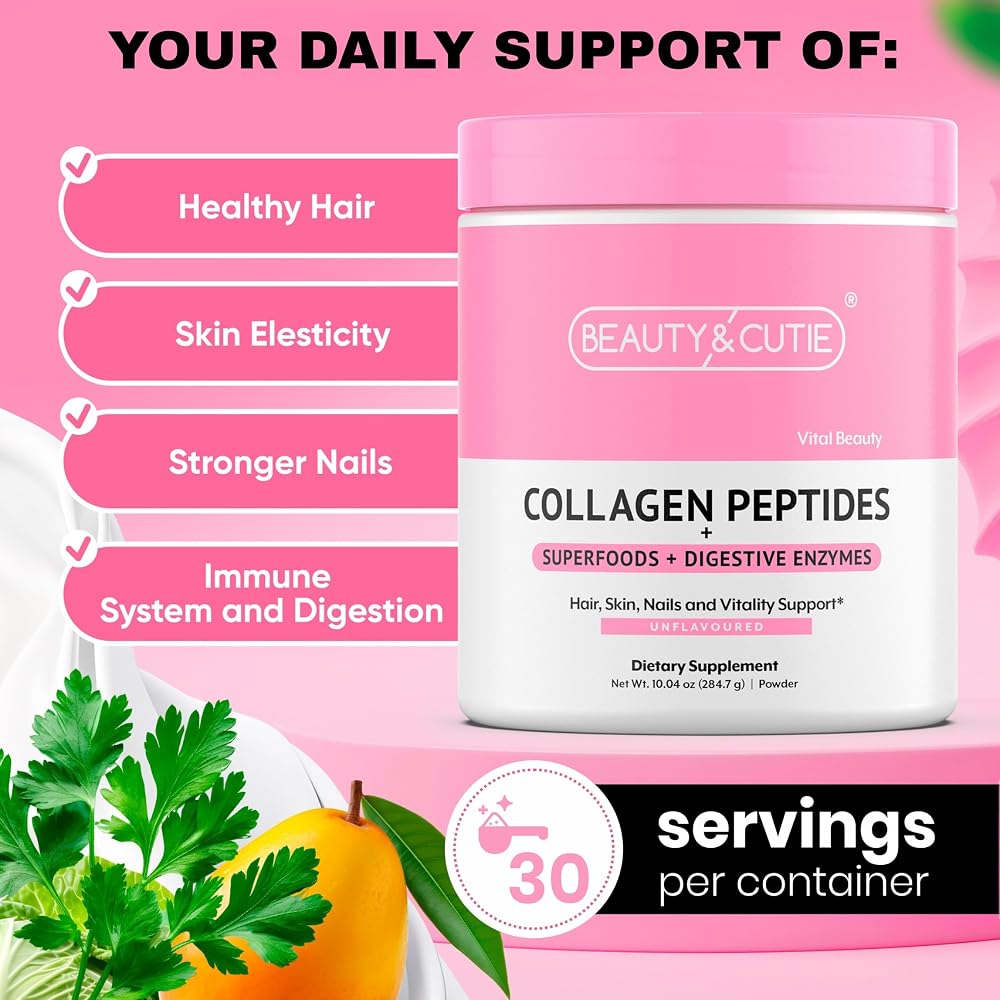 BEAUTY AND CUTIE Collagen Peptides with Superfoods Powder - 10.04 oz - image 3