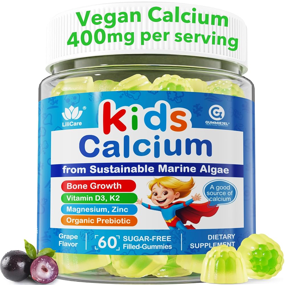 LILICARE Kids Calcium Gummies with Vitamin D3 K2 - 60 Gummies