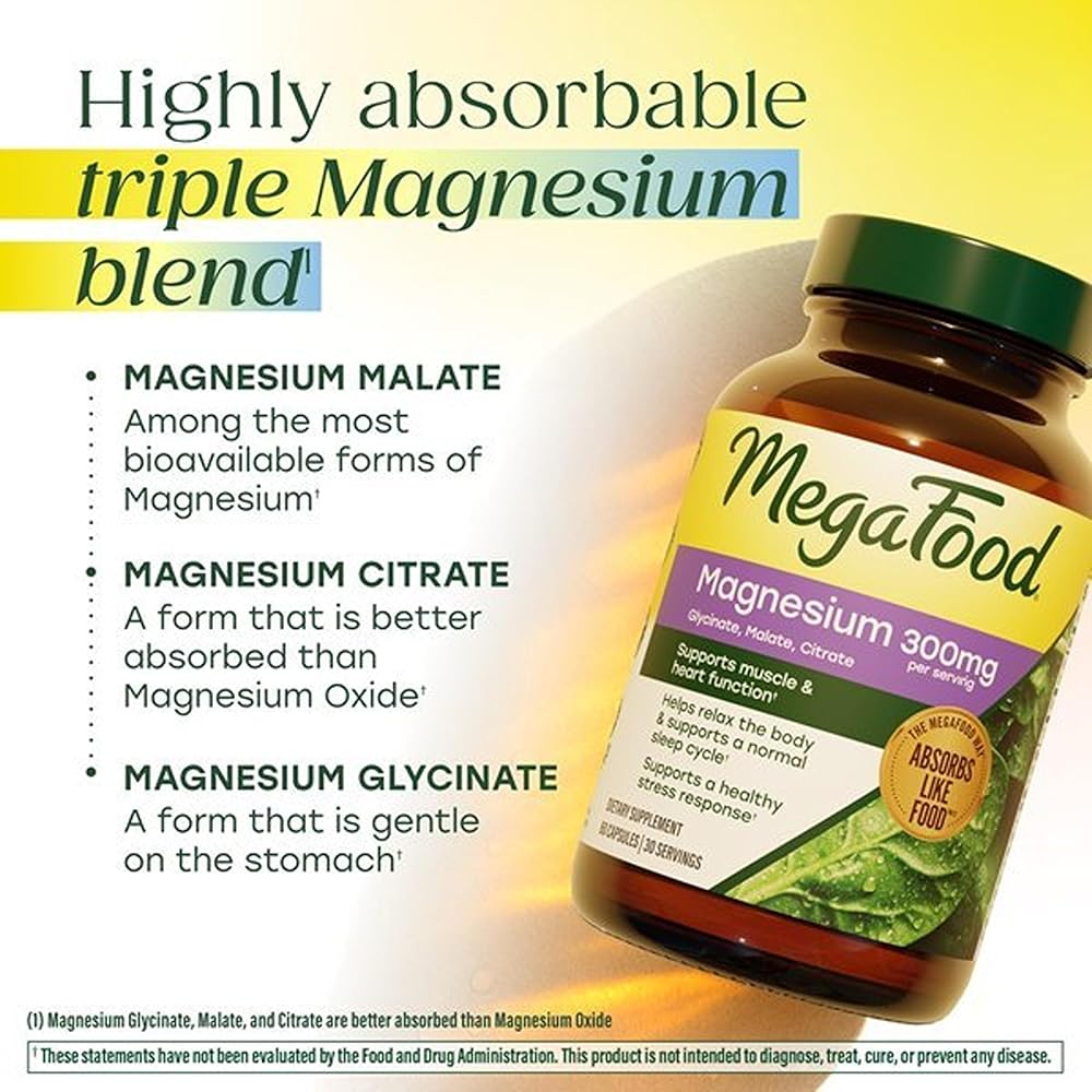 MegaFood Magnesium Glycinate, Malate, Citrate 300mg - 120 Capsules - image 5