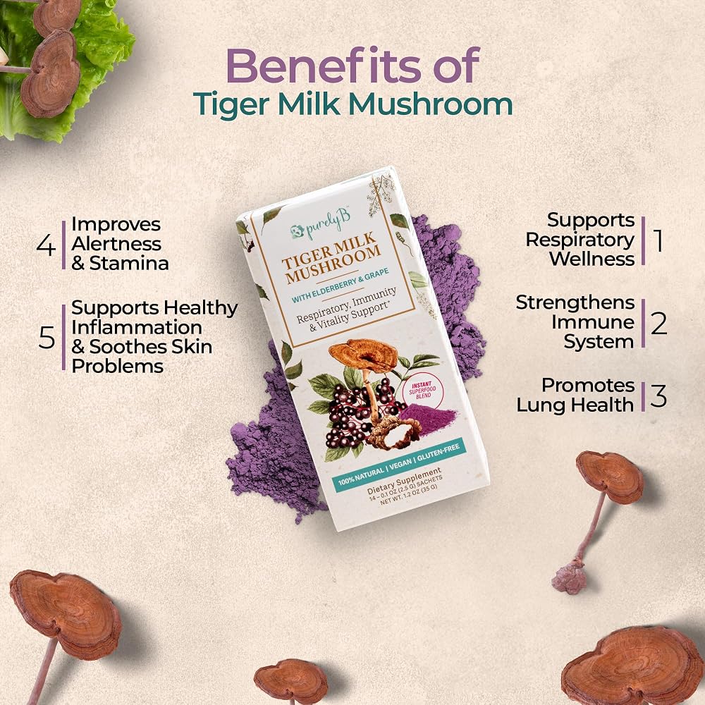 PurelyB Tiger Milk Mushroom Powder - 75g/30 Sachets - image 4