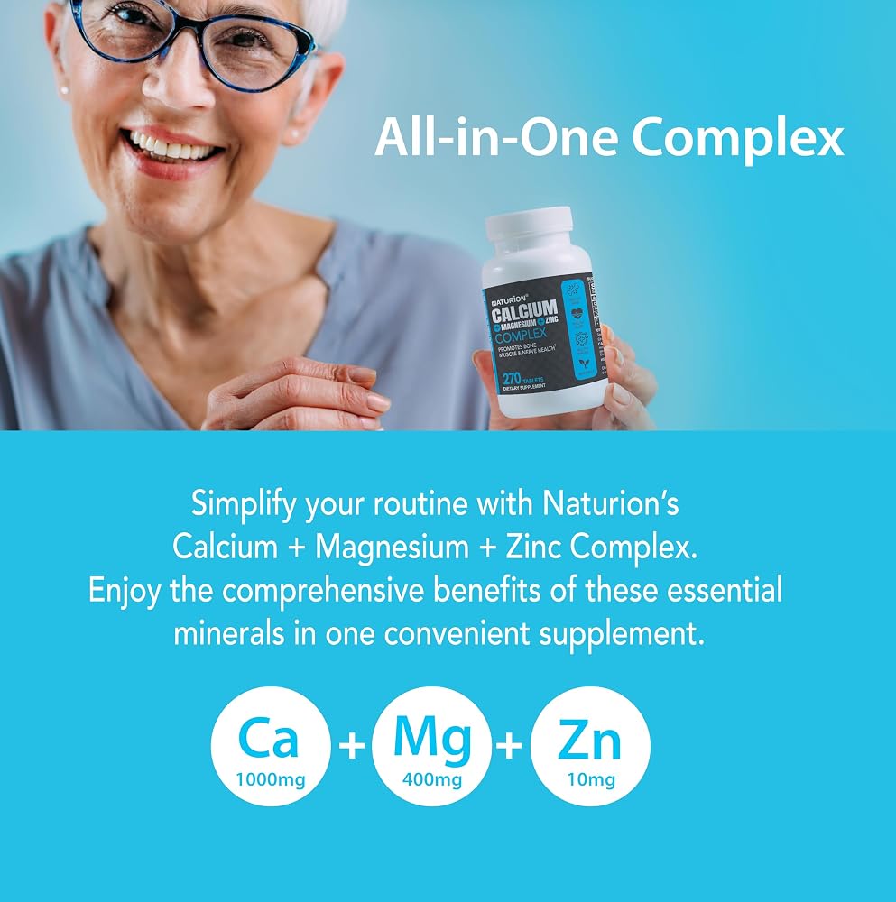 NATURION Calcium Magnesium Zinc Supplement - 270 Tablets - image 5