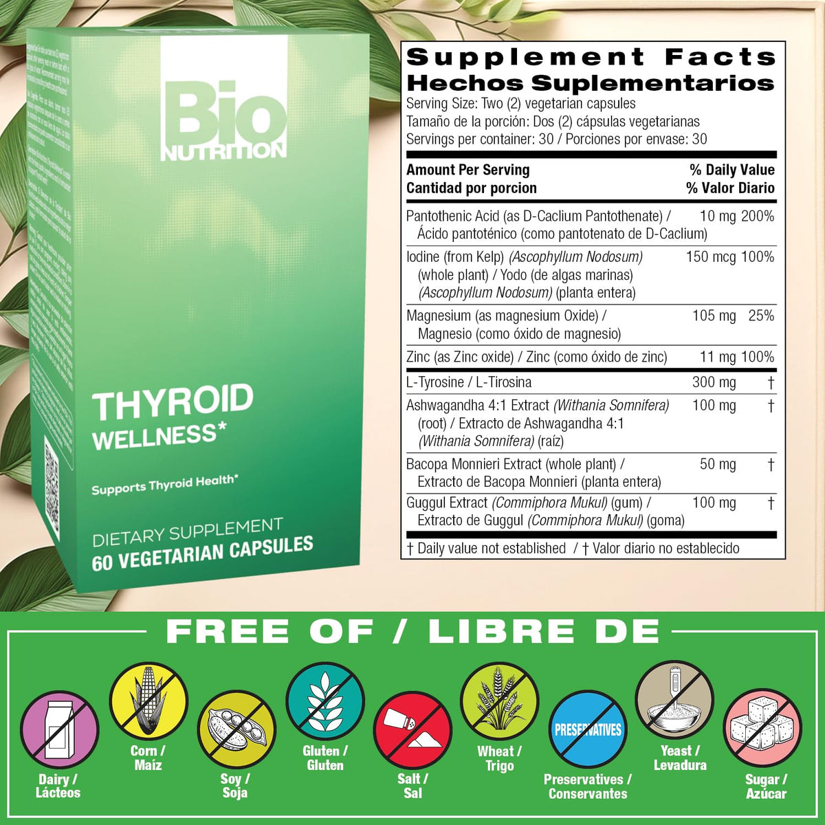 Bio Nutrition Thyroid Wellness - 60 Vegetarian Capsules - image 2