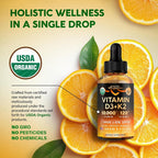 NUTRAHARMONY Vitamin D3 K2 USDA Organic Drops - Vitamin D3 10000 IU