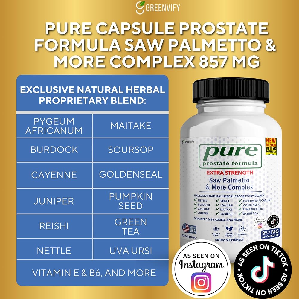 GREENVIFY Pure Prostate Formula Saw Palmetto & More Complex 857 mg