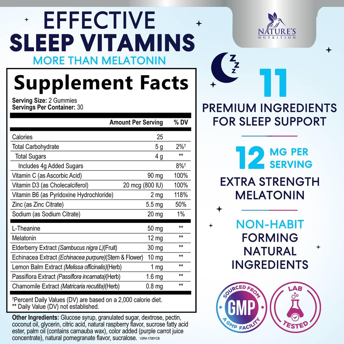 Nature's Nutrition Sleep Gummies 12 mg Melatonin - 60 Gummies - image 2
