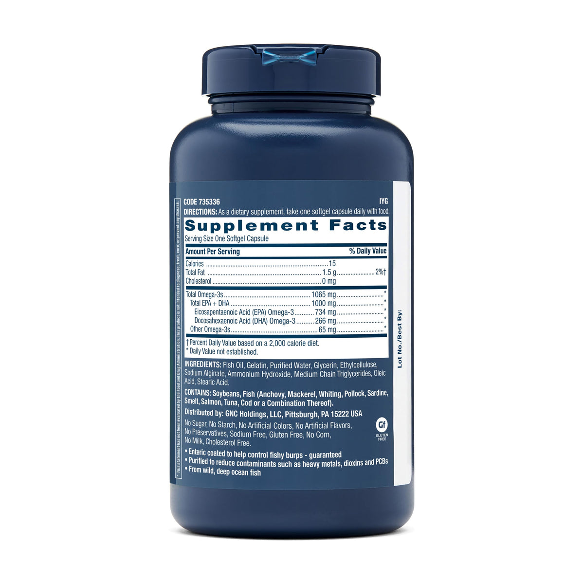 GNC Triple Strength Fish Oil 1000mg EPA & DHA - 120 Softgels - image 3