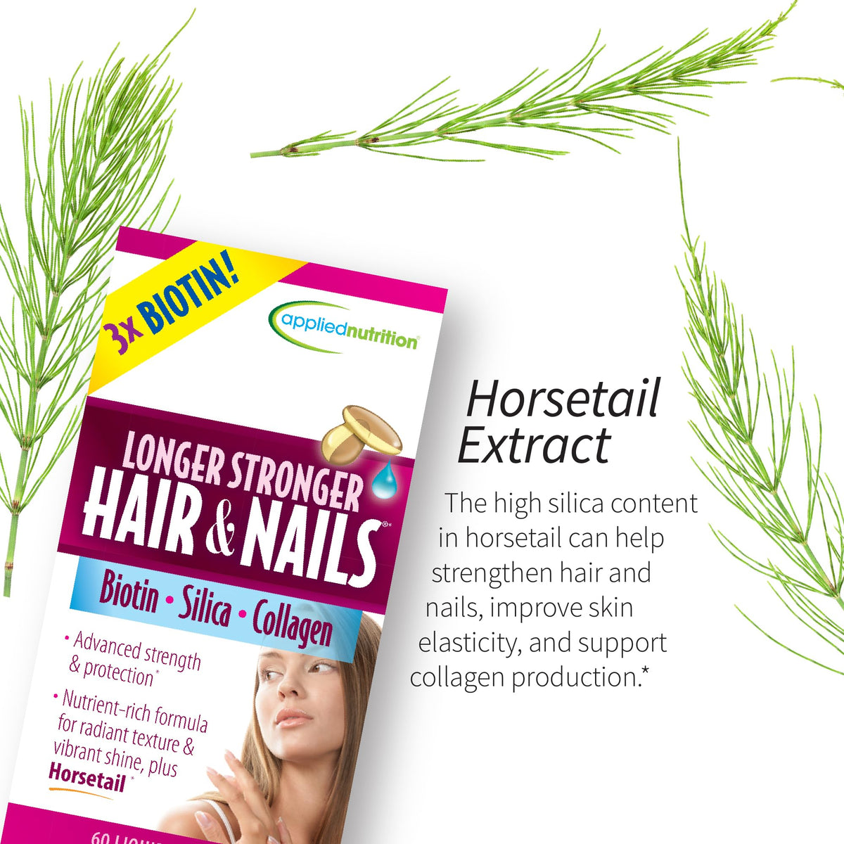 Applied Nutrition Longer Stronger Hair & Nails Beauty Formula - 60 Softgels - image 5