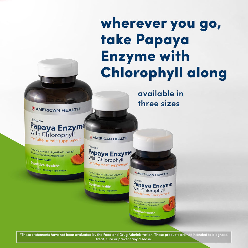 American Health Papaya Enzyme with Chlorophyll Chewable Tablets