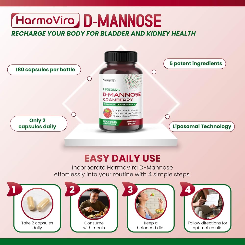 HarmoVira Liposomal D-Mannose 5-in-1 for Urinary Wellness - 180 Capsules - image 5