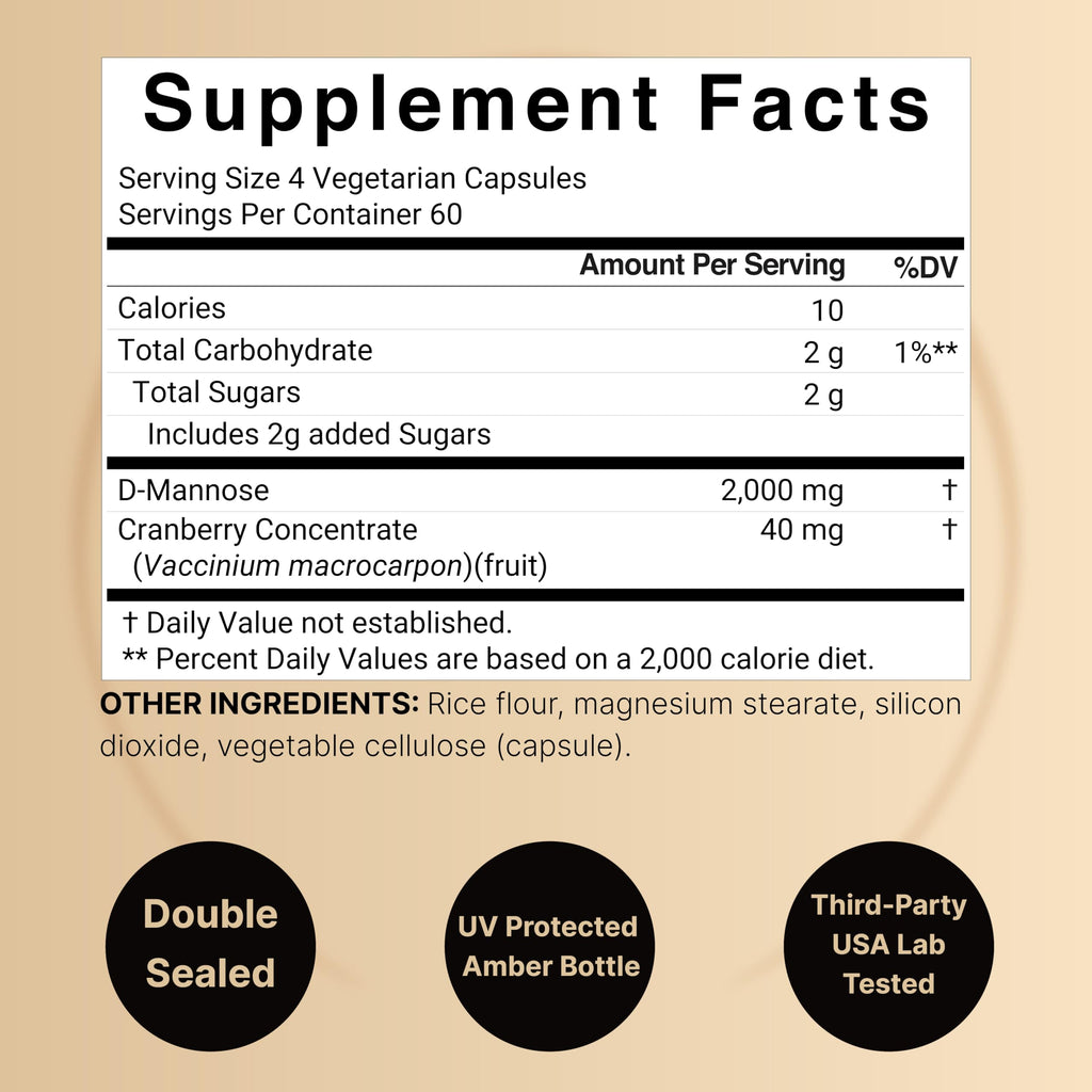 NatureBell D-Mannose 500mg Capsules Urinary Tract Support - image 2