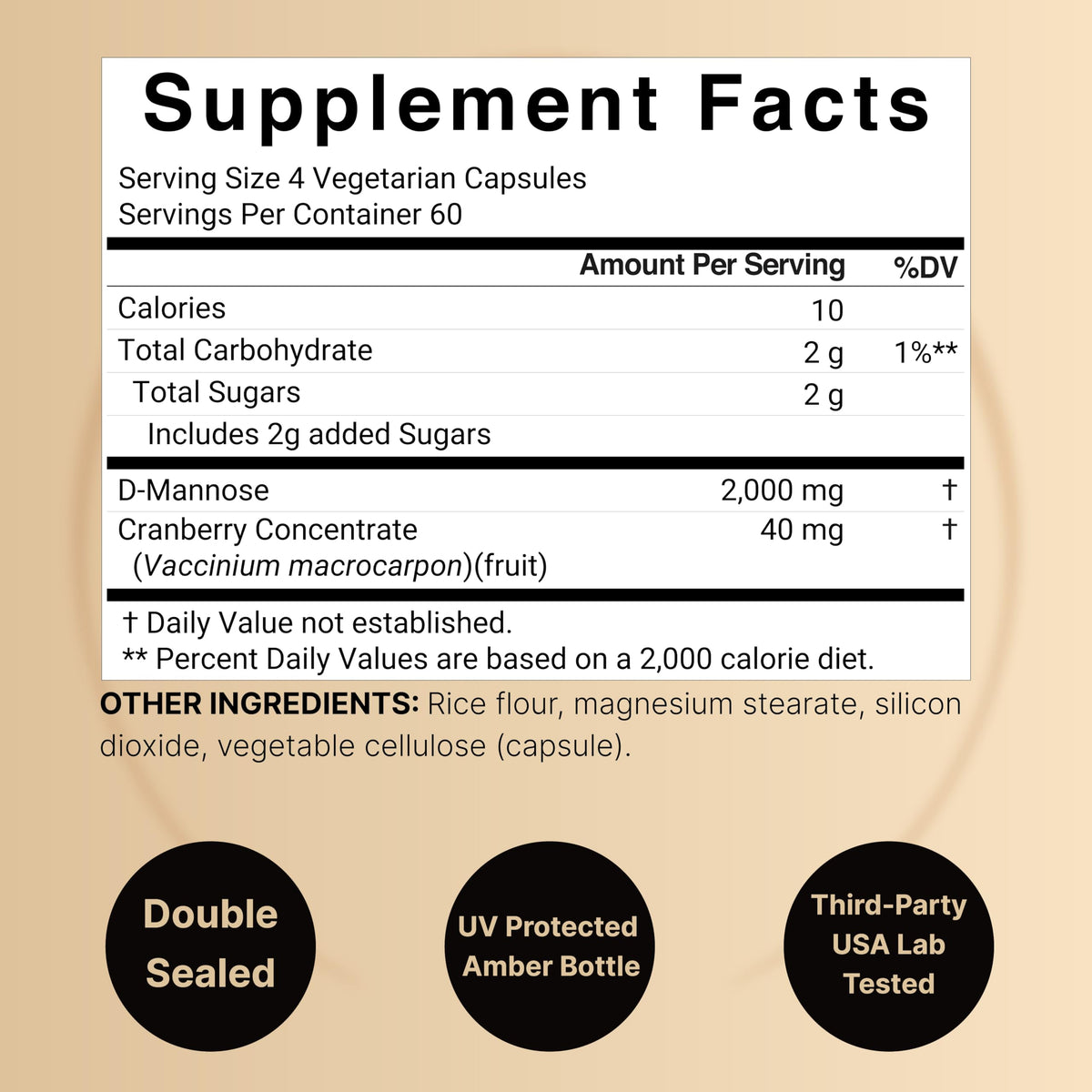 NatureBell D-Mannose 500mg Capsules Urinary Tract Support - image 2