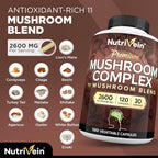 Nutrivein Premium Nootropic Mushroom Supplement 2600 mg - 120 Capsules - image 4