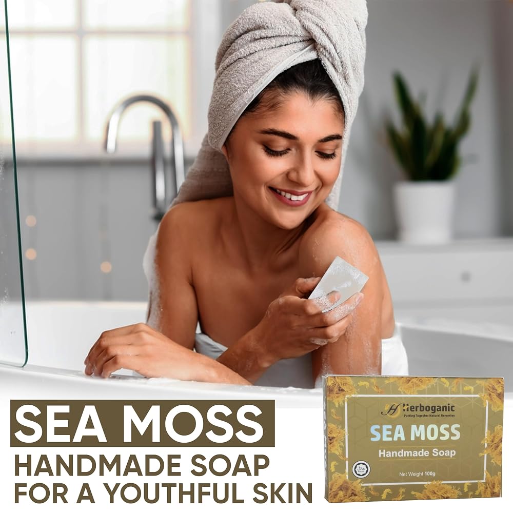 HERBOGANIC Sea Moss Handmade Soap Bar - 100g - image 6