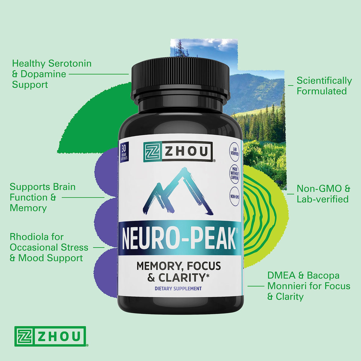 ZHOU Neuro-Peak Brain Vitamins - 30 Vegetarian Capsules - image 4