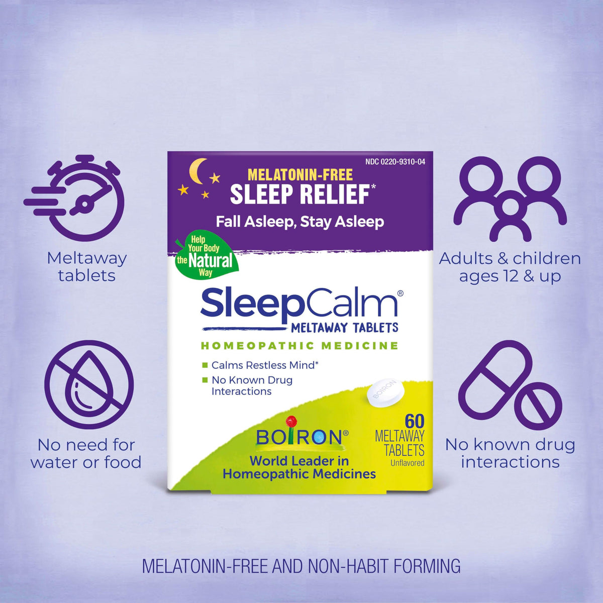 Boiron SleepCalm Melatonin-Free Sleep Aid - 60 Tablets - image 3
