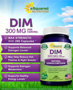 aSquared Nutrition DIM Supplement 300mg - 200 Vegetarian Capsules - image 2