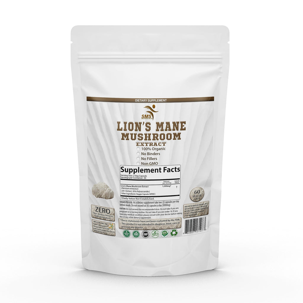 SMSHEALTHPRODUCTS.com Lion's Mane Mushroom Capsules for Brain Support