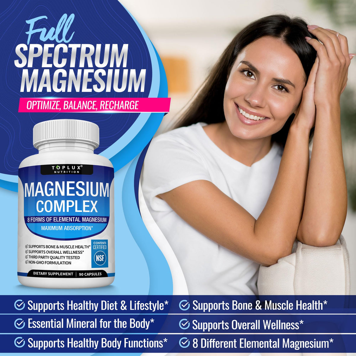 Toplux Magnesium Complex 8 Forms - 90 Capsules - image 3
