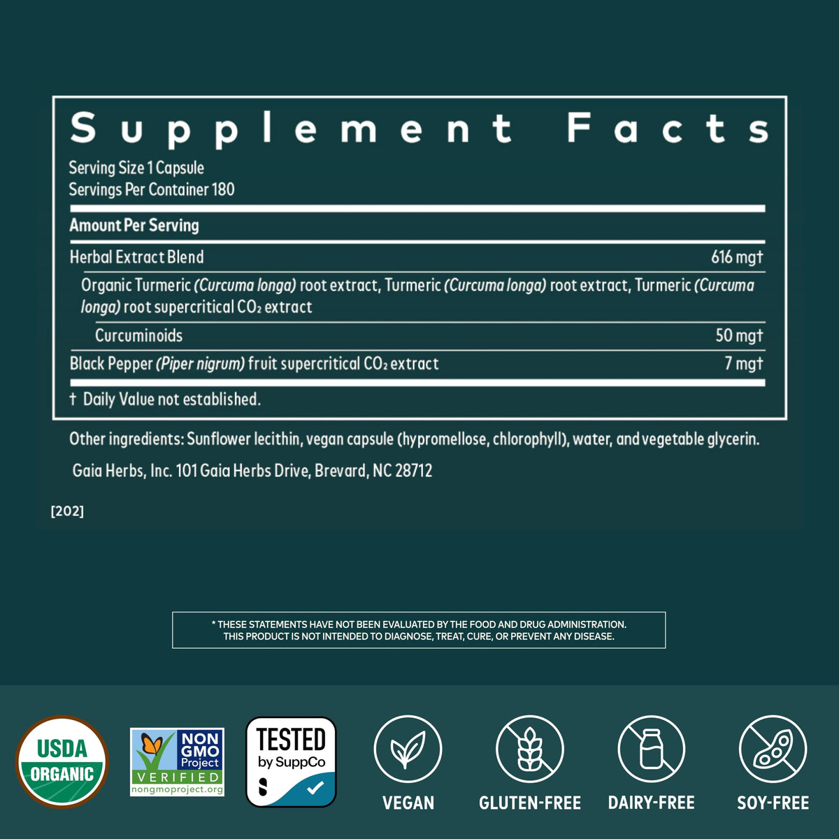 Gaia Herbs Turmeric Supreme Extra Strength - 180 Vegan Capsules - image 2