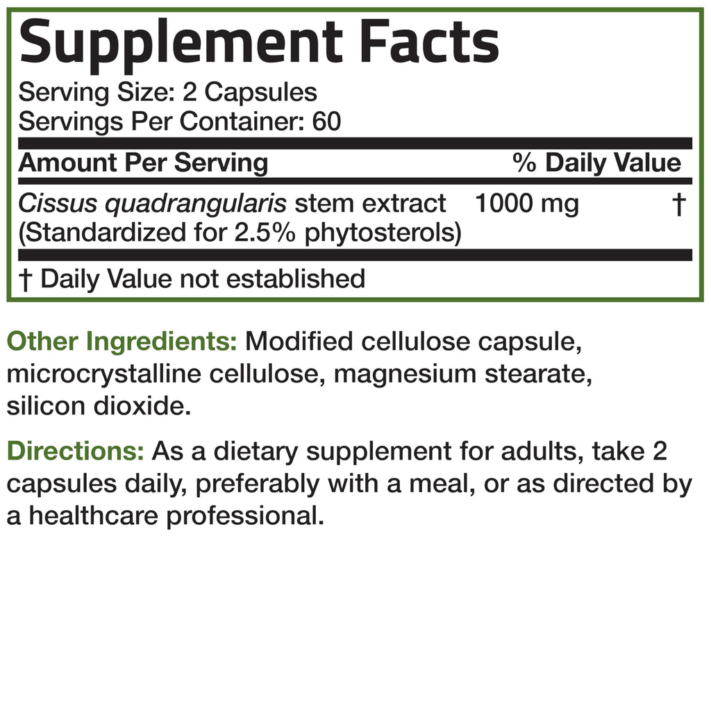 Bronson Cissus Quadrangularis Extract 1000 mg - 120 Vegetarian Capsules - image 6