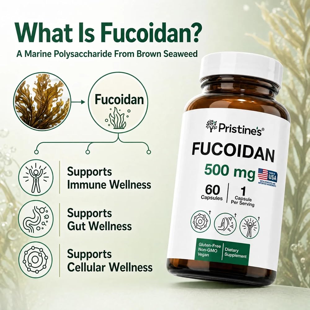 PRISTINE'S Fucoidan 500mg Brown Seaweed Extract Capsules - 60 Count - image 3
