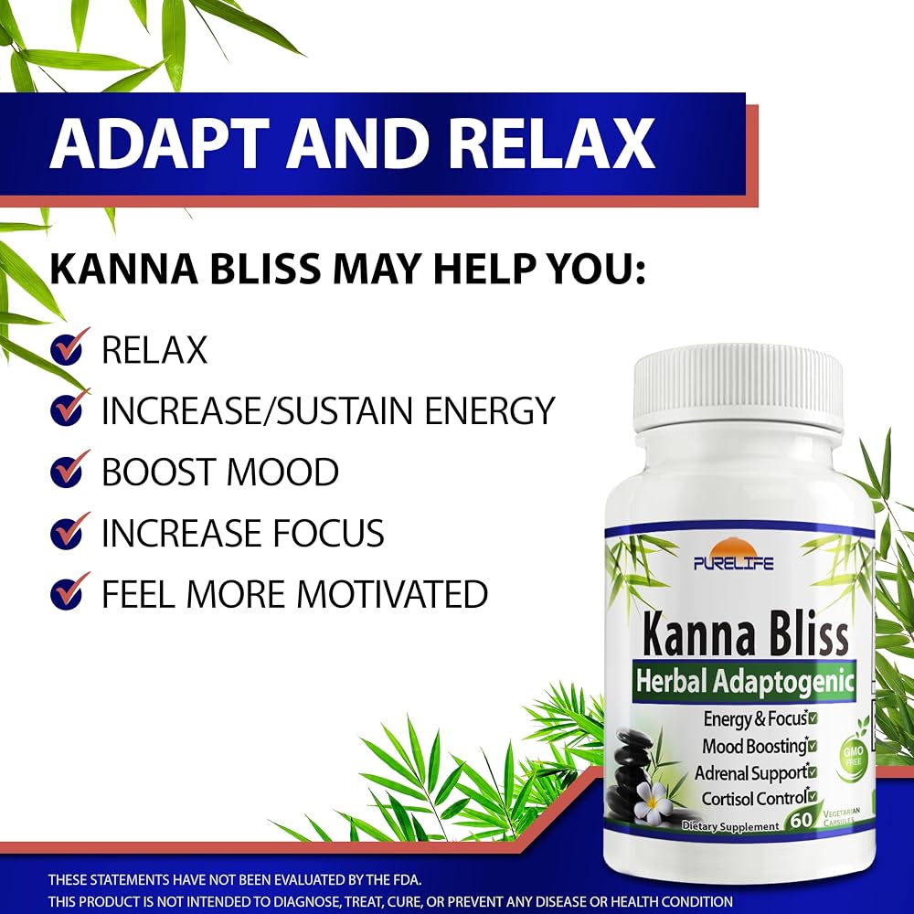 PureLife Supplements Kanna Bliss Herbal Adaptogenic - 60 Vegetarian Capsules - image 2