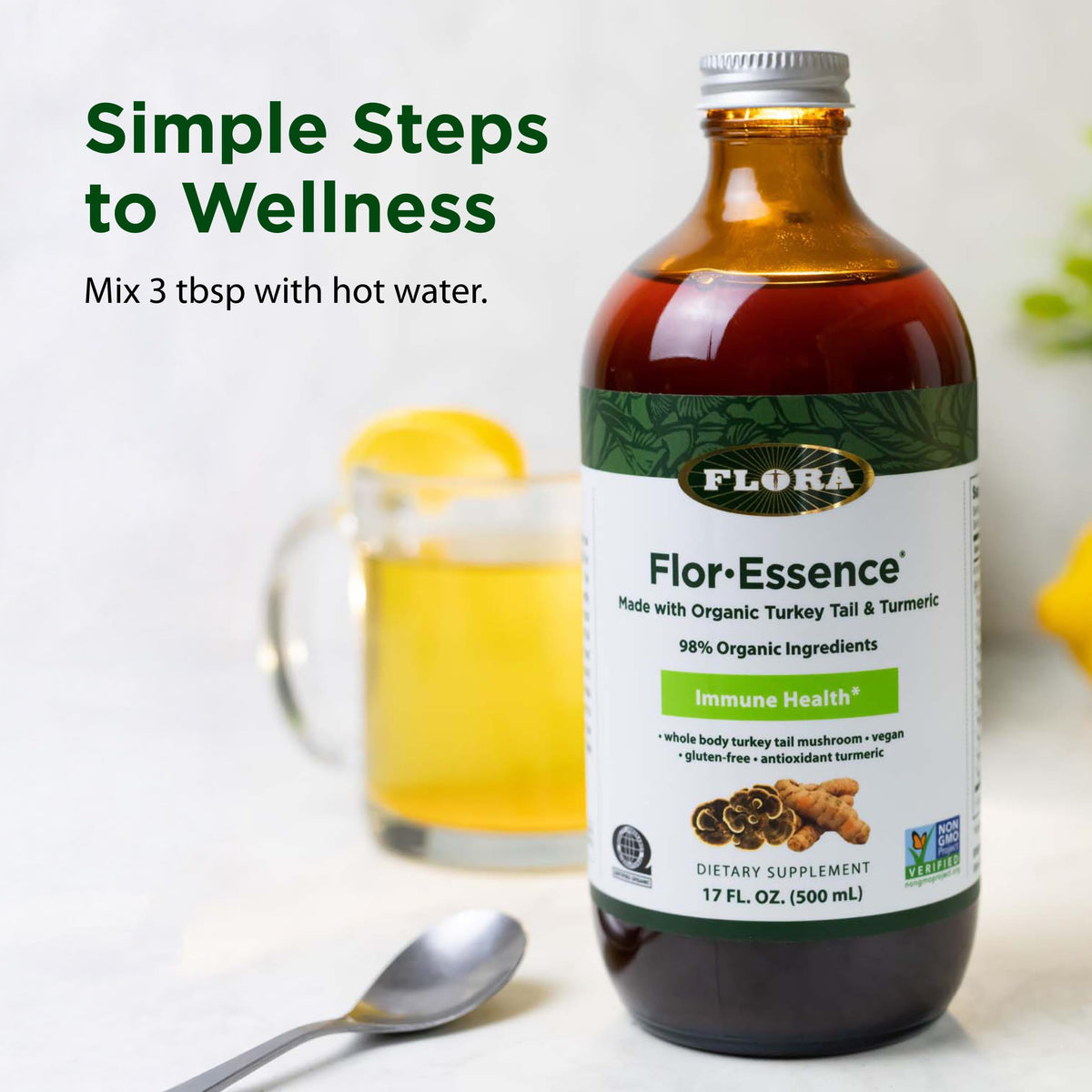 Flora Health Flor-Essence with Turkey Tail & Turmeric