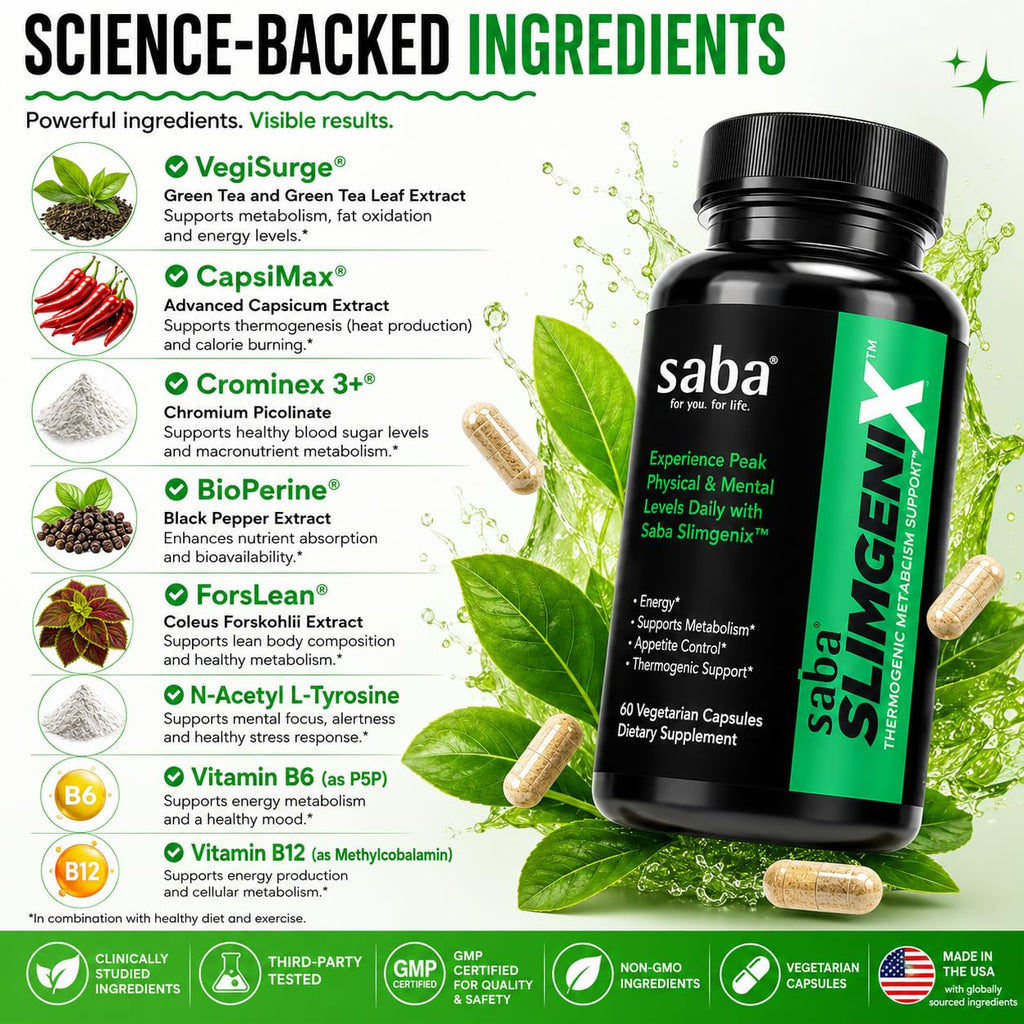 Saba SlimGenix Thermogenic Metabolism Capsules - 60 Count - image 7