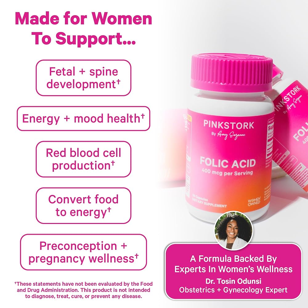 Pink Stork Folic Acid Supplement for Women 400mcg - 30 Capsules - image 3