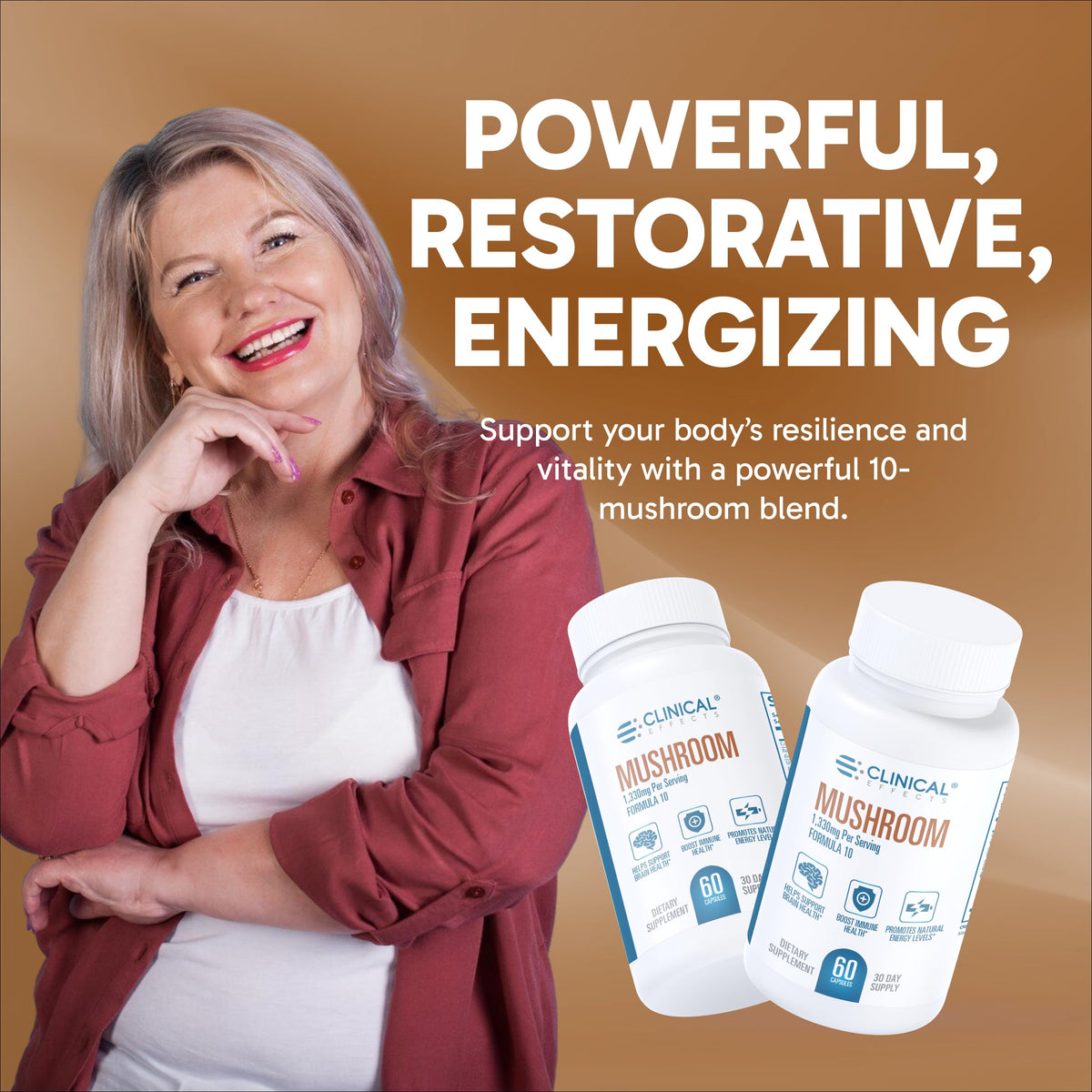 Clinical Effects Mushroom Formula 10 Brain Support - 60 Vegetarian Capsules - image 2