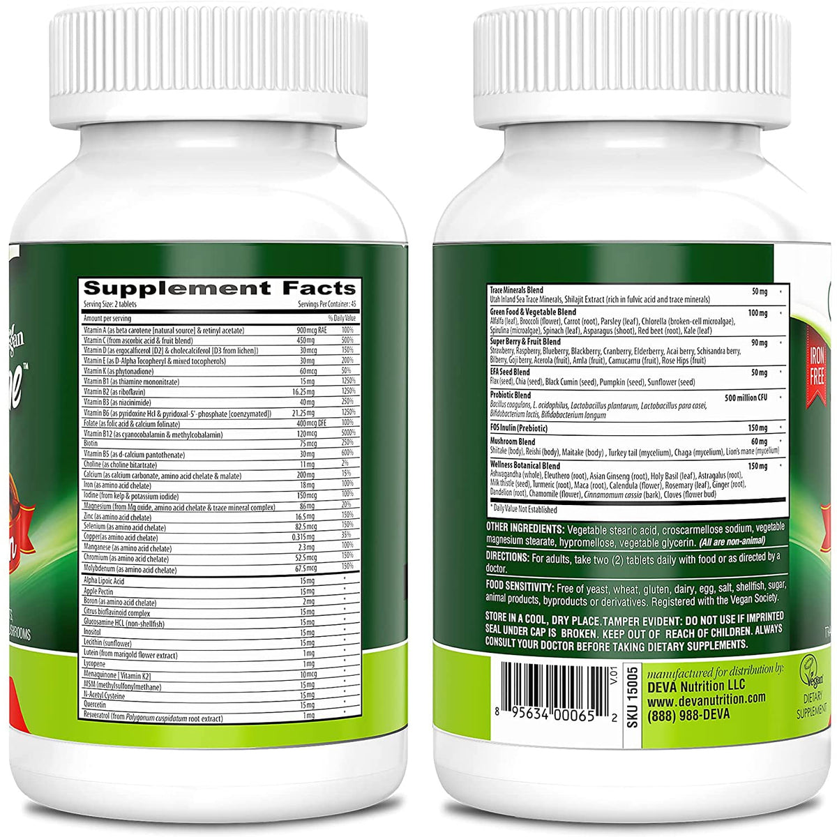 DEVA Tuba Prime Vegan Multivitamin with Iron
