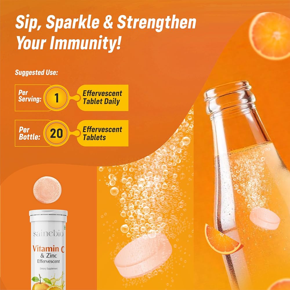 SAINEBIO Vitamin C 1000mg & Zinc 10 mg Effervescent Tablets