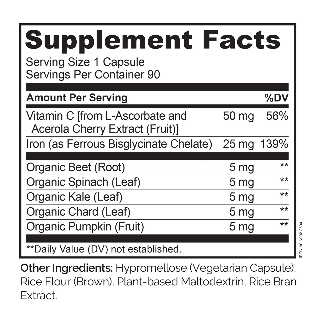 Naturelo Capsules iron 25Mg vitamin C gentle On The Stomach