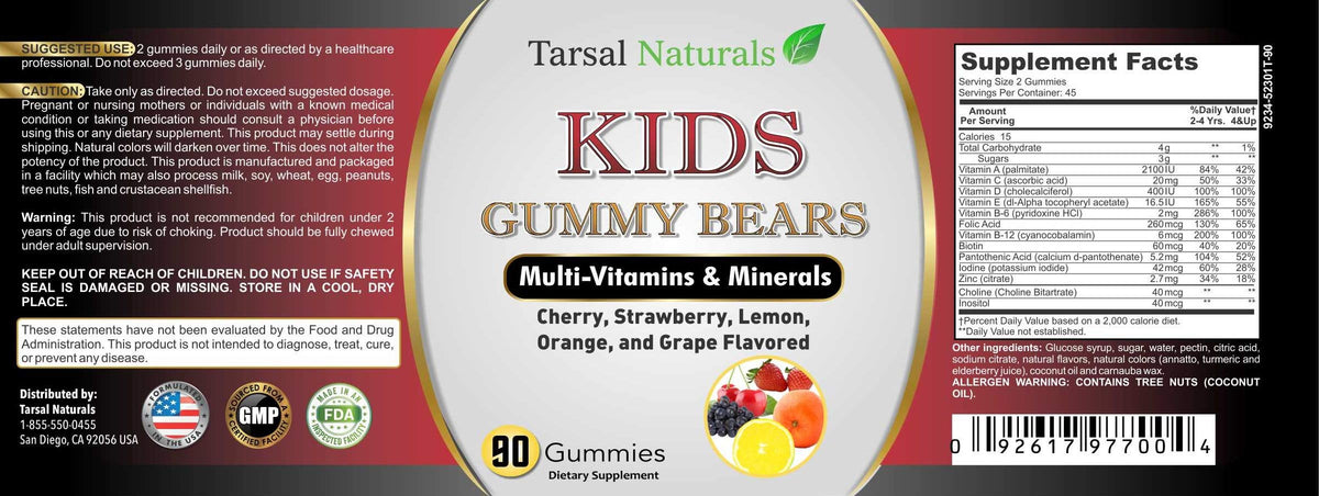 Tarsal Naturals Multivitamin and Minerals Gummies for Kids - 90 Gummies - image 4