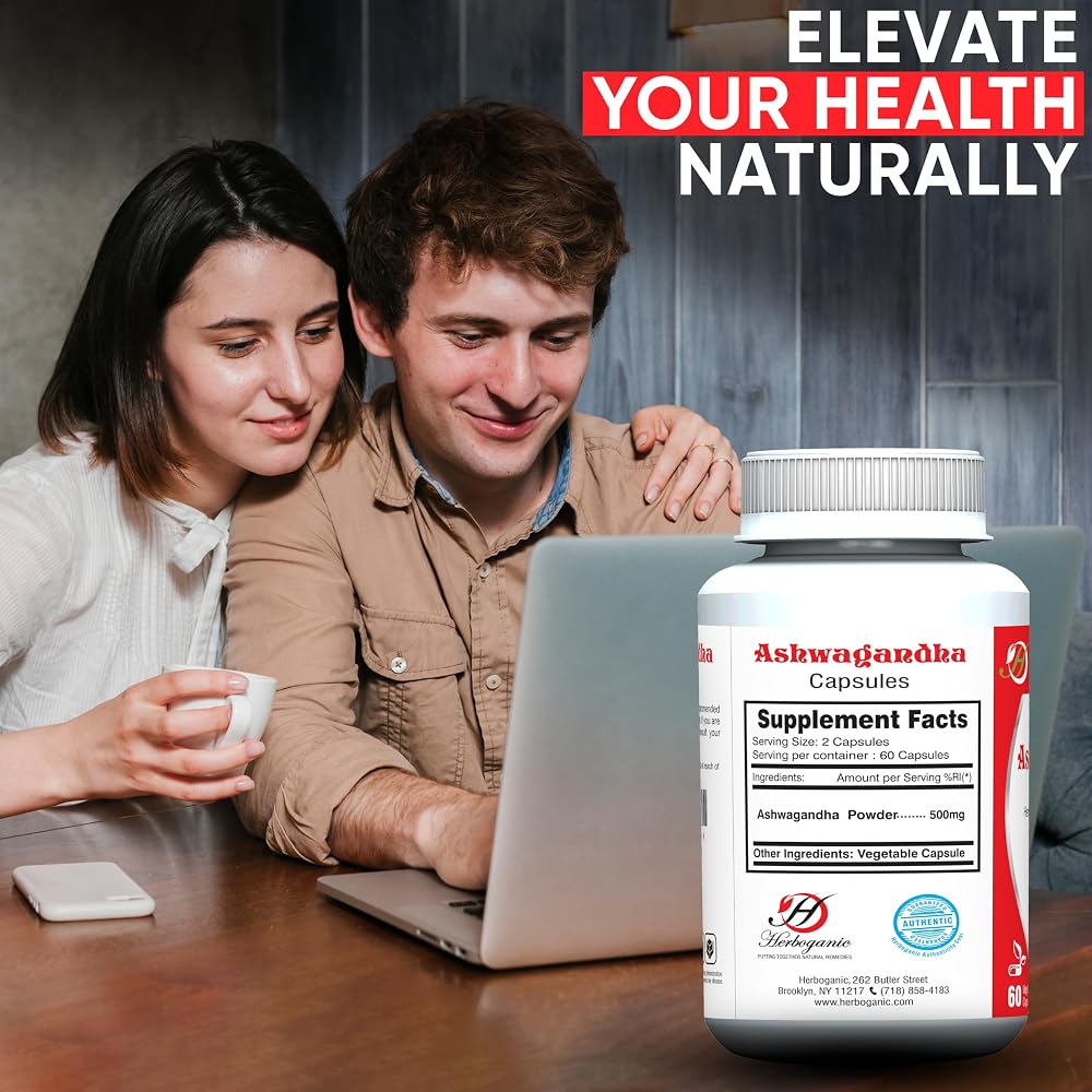 HERBOGANIC Ashwagandha 500mg Capsules - 60 Vegetarian Capsules - image 6
