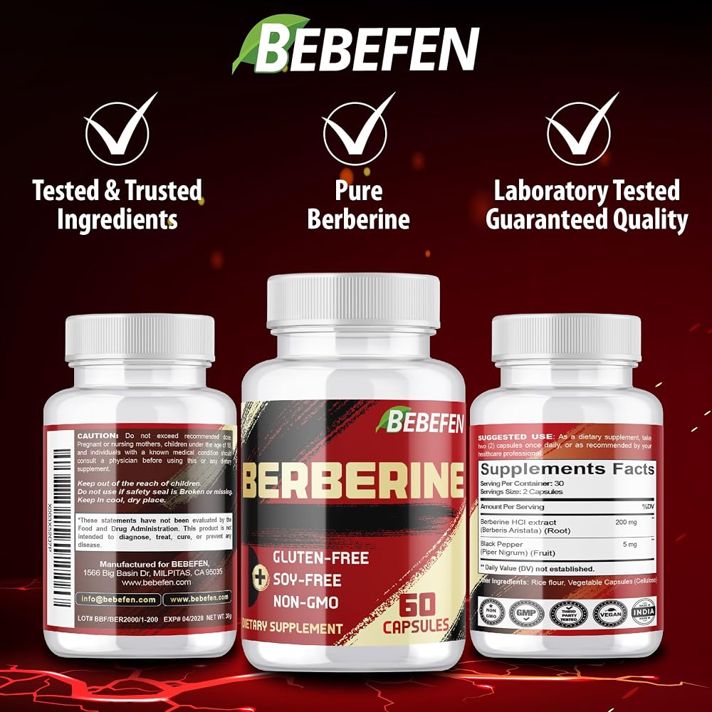 BEBEFEN Berberine HCL Supplement - 60 Capsules - image 7