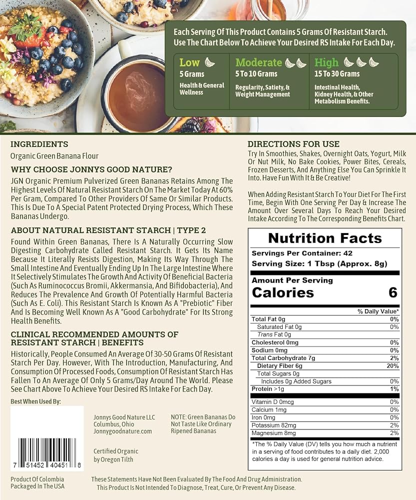 Jonnys Good Nature Organic Green Banana Flour Prebiotic - 42 Servings - image 2