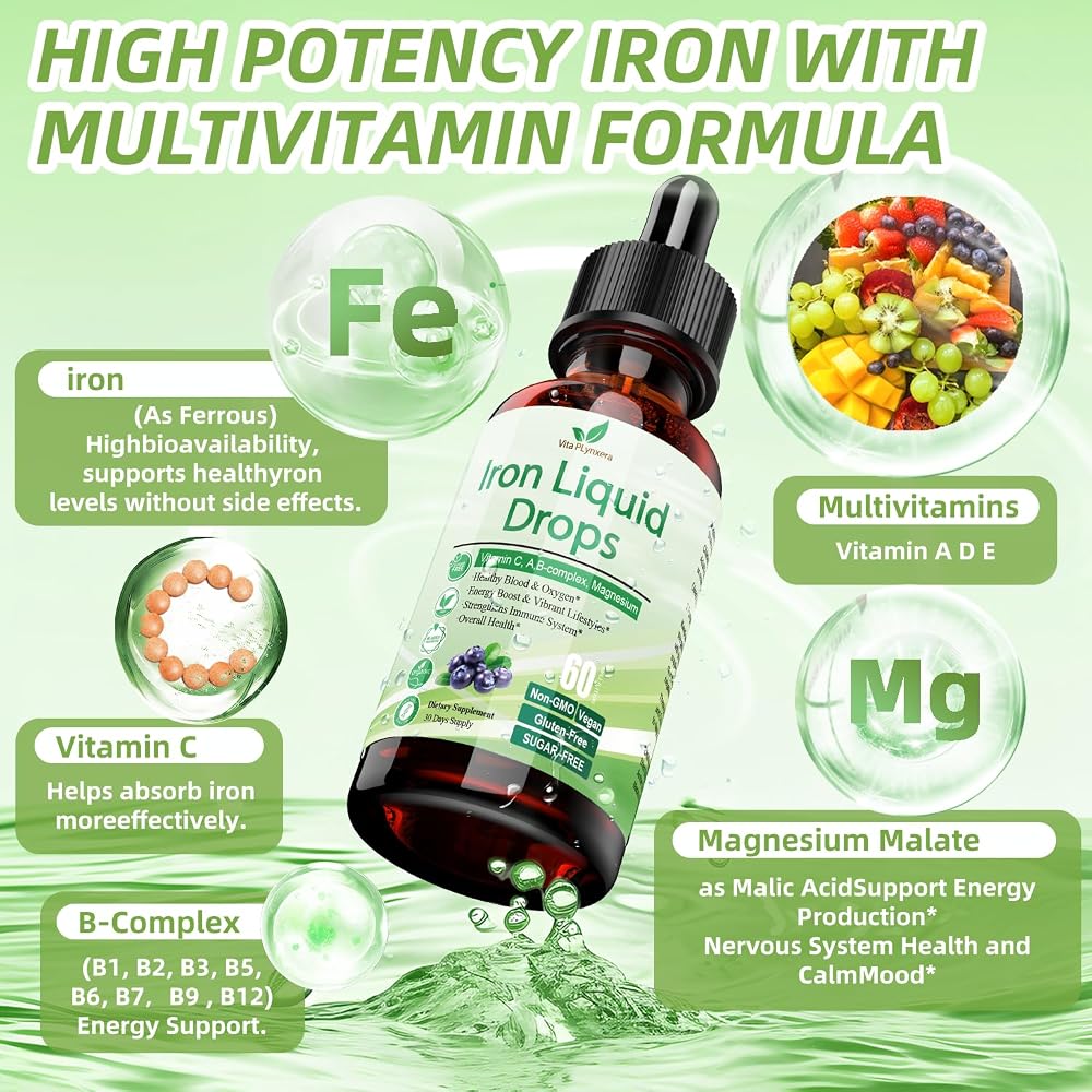 Vita PLynxera Liquid Iron Supplement with Vitamin C & B-Complex - 2 Fl Oz - image 2