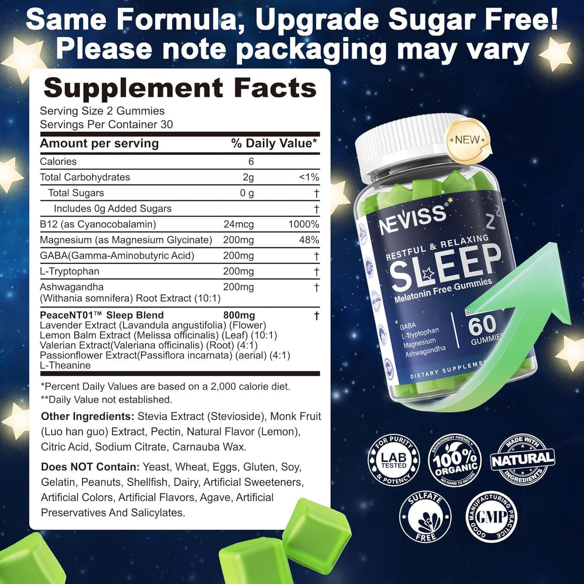 NEVISS GABA, L-tryptophan, Magnesium, Ashwagandha, Non-melatonin