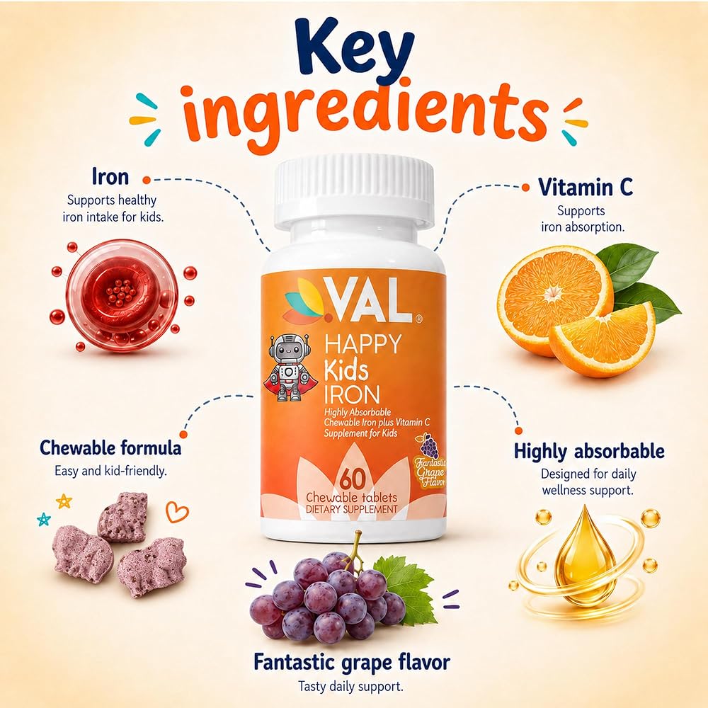 VAL Happy Kids Iron Supplements Chewable Tablets - 60 Count - image 3