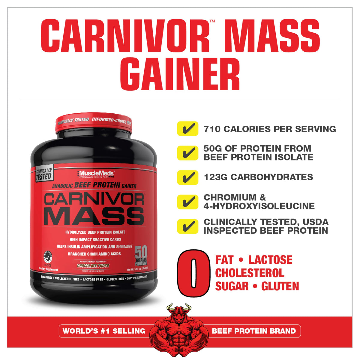 MuscleMeds Carnivor Mass Gainer Beef Protein Powder
