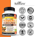 BioSchwartz Turmeric Curcumin with Black Pepper Extract 1500mg - 45 Capsules - image 6