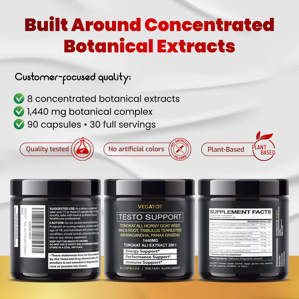 VEGATOT 8 in 1 Tongkat Ali with Maca Root & Panax Ginseng - 90 Capsules - image 9