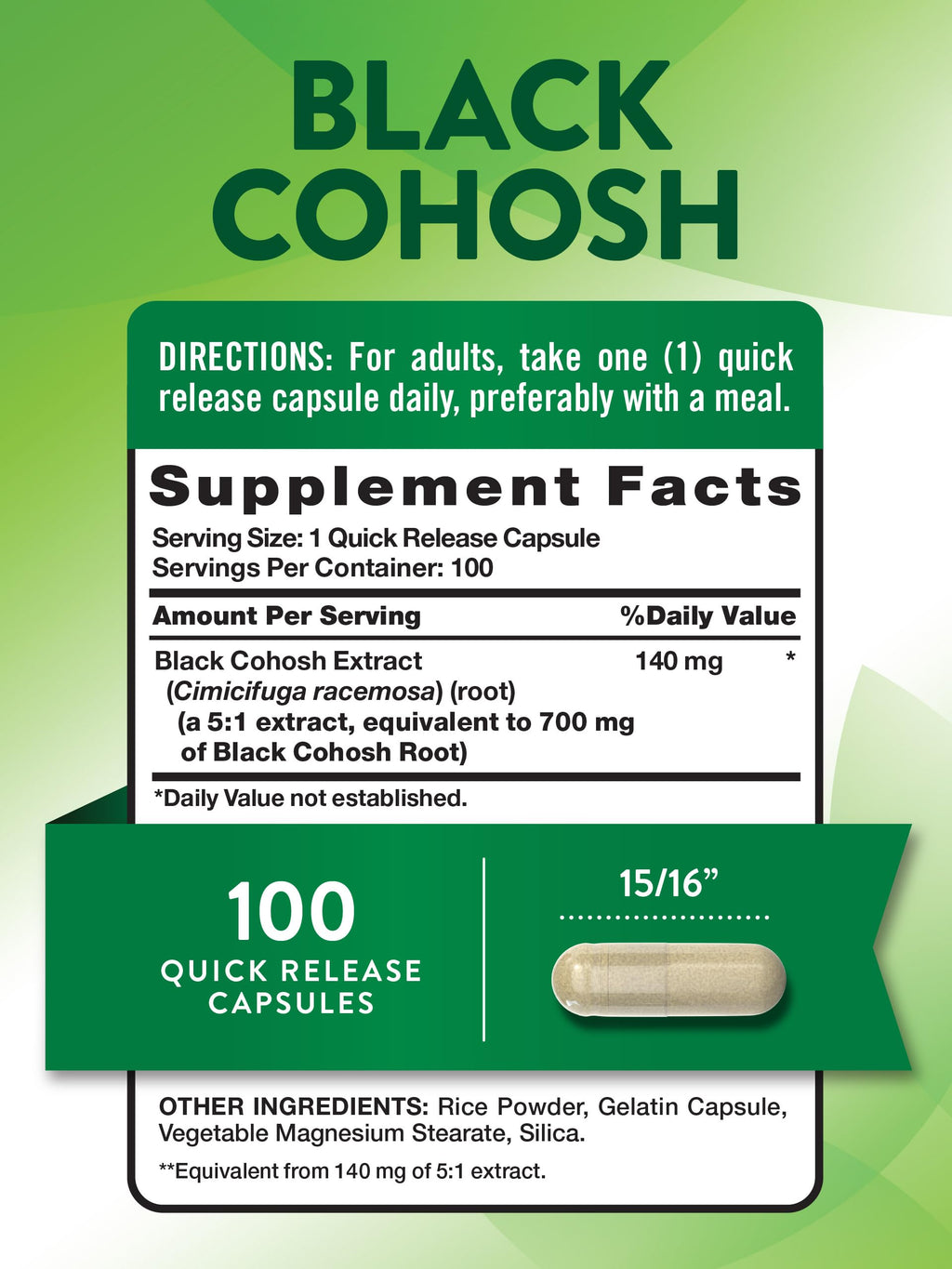 Nature's Truth Black Cohosh Root Extract - 100 Capsules - image 2